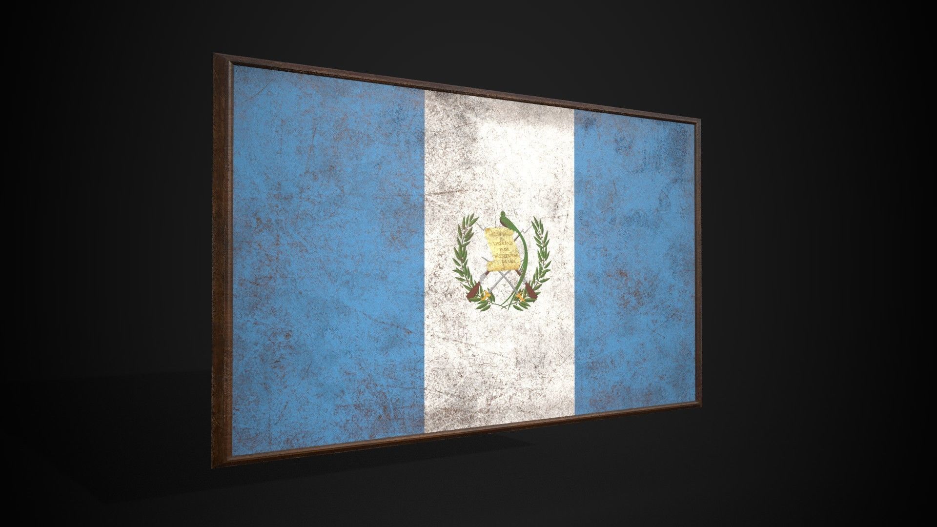 Old Picture Frame With Guatemala Flag - Game Ready PBR  Low-poly 3D model_1