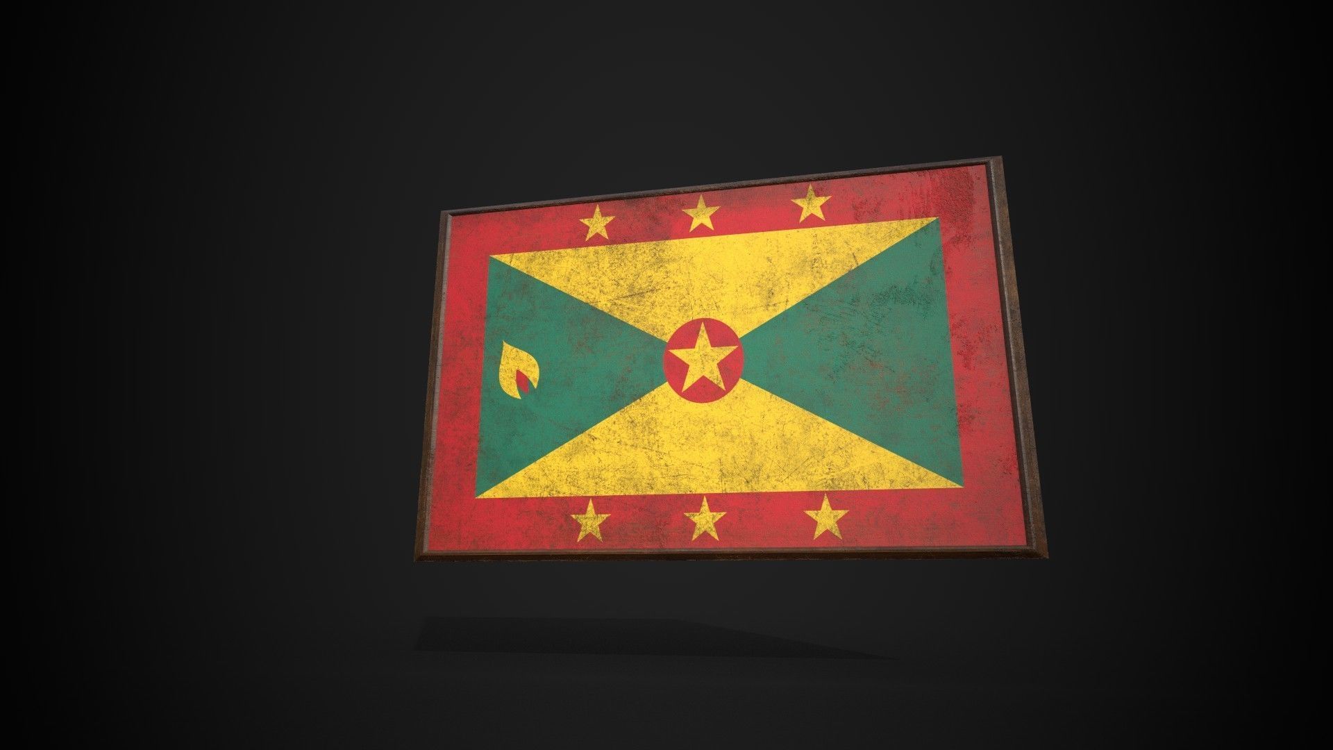 Old Picture Frame With Grenada Flag - Game Ready PBR  Low-poly 3D model_2