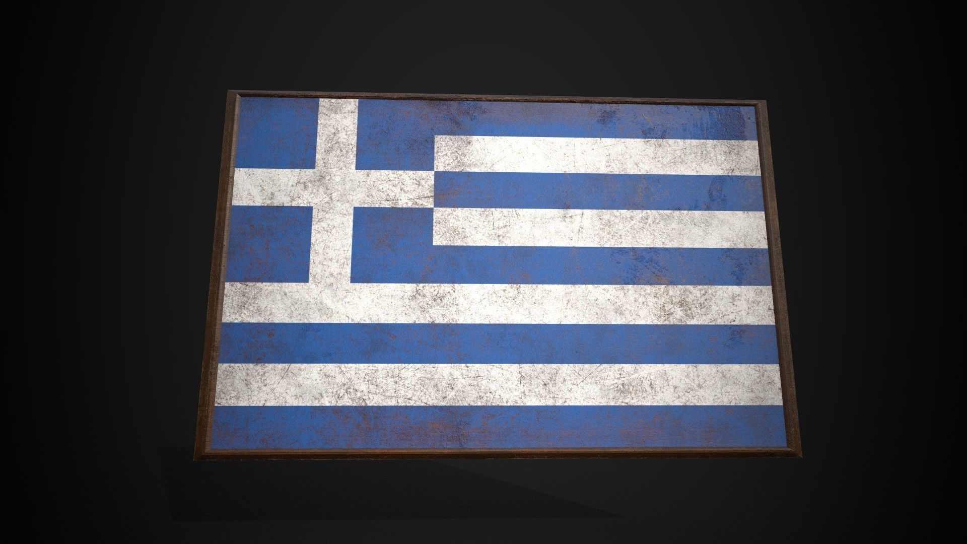  Old Picture Frame With Greece Flag - Game Ready PBR     Low-poly 3D model_1