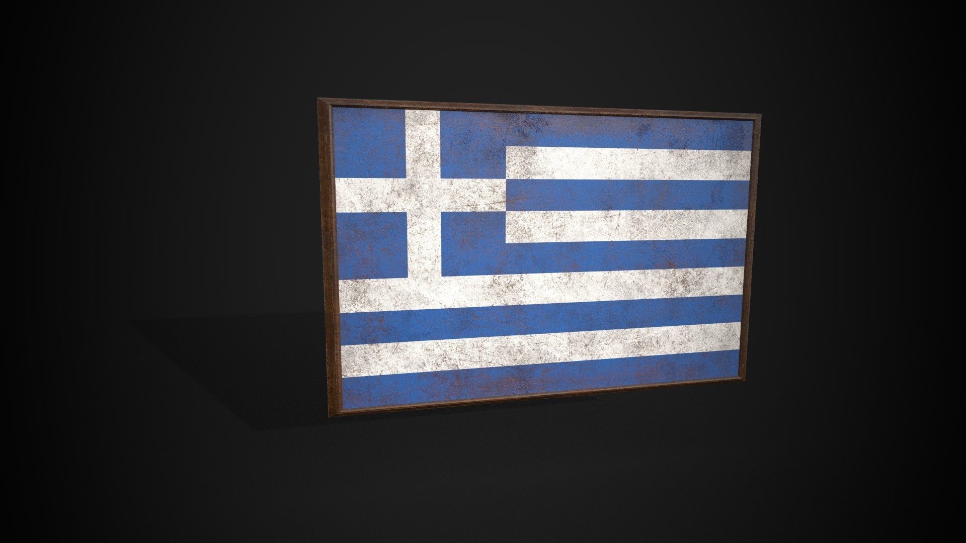 Old Picture Frame With Greece Flag - Game Ready PBR     Low-poly 3D model_2