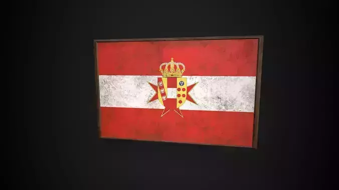  Old Picture Frame With Grand Duchy of Tuscany Flag - Game Ready Low-poly 3D model