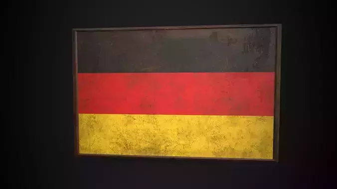 Old Picture Frame With Germany Flag - Game Ready PBR 