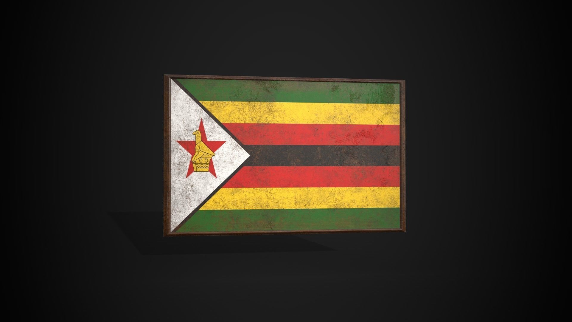Old Picture Frame With Zimbabwe Flag - Game Ready PBR       Low-poly 3D model_4