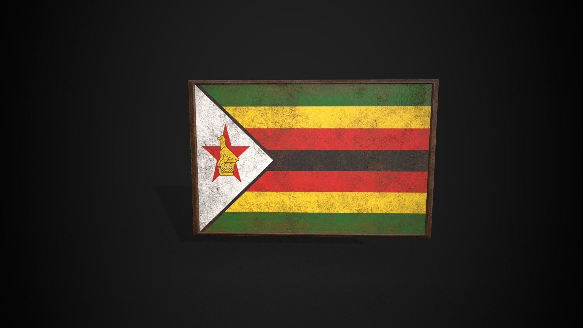Old Picture Frame With Zimbabwe Flag - Game Ready PBR       Low-poly 3D model_3