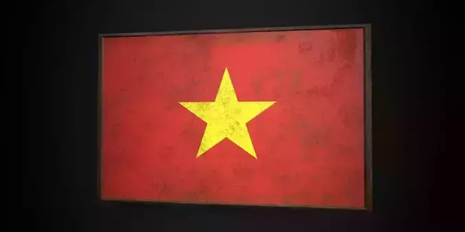 Old Picture Frame With  Vietnam Flag - Game Ready PBR   
