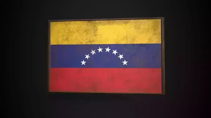 Old Picture Frame With  Venezuela Flag - Game Ready PBR  