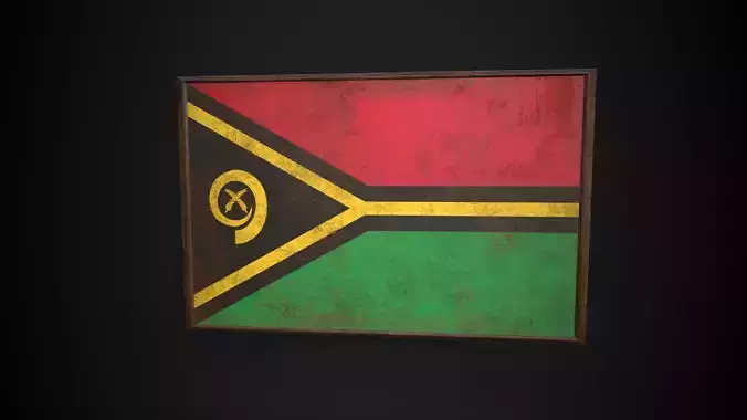 Old Picture Frame With VanuatuFlag - Game Ready PBR  