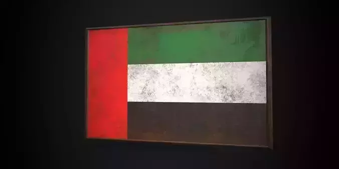 Old Picture Frame With United Arab Emirates Flag - Game Ready