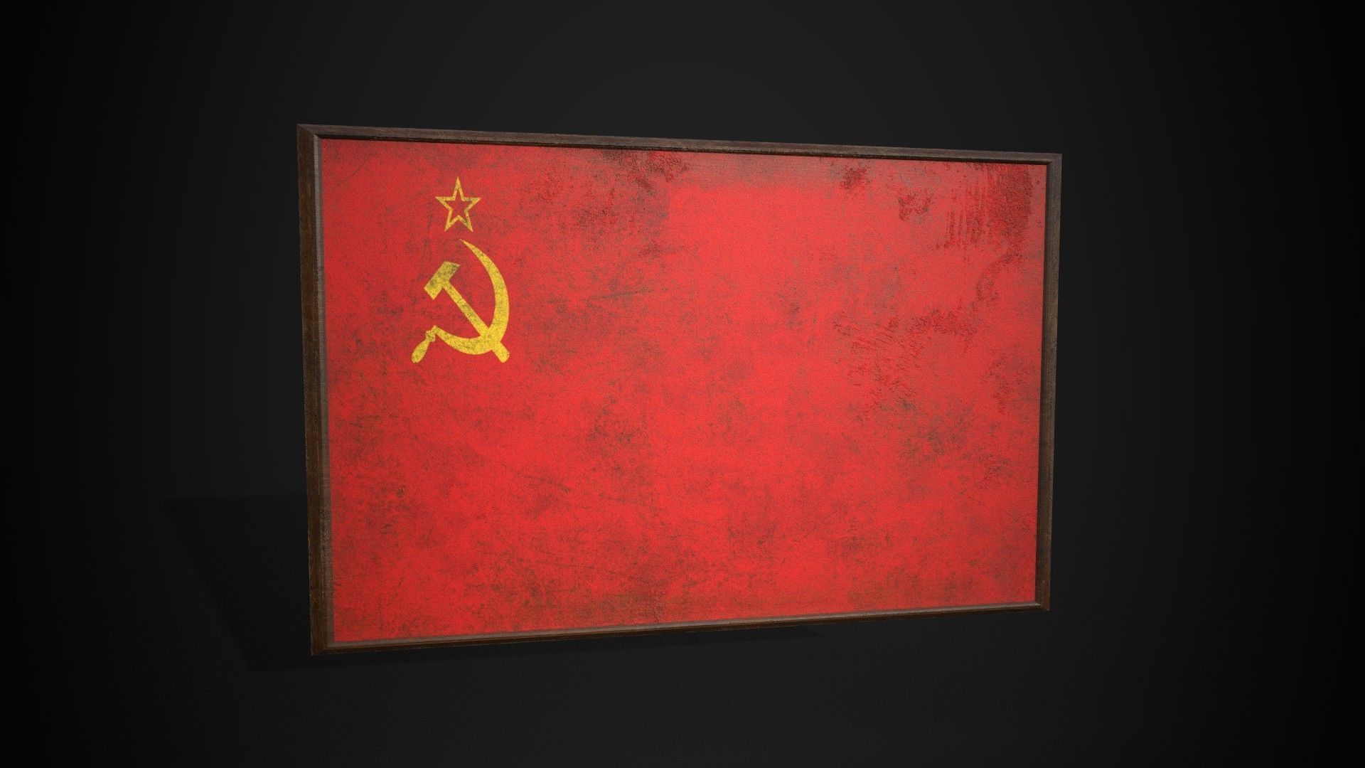 Old Picture Frame With Union of Soviet Socialist Republics Flag  Low-poly 3D model_3