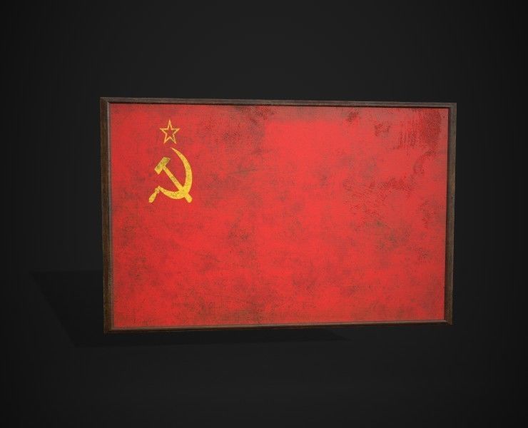 Old Picture Frame With Union of Soviet Socialist Republics Flag  Low-poly 3D model_5