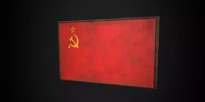 Old Picture Frame With Union of Soviet Socialist Republics Flag  Low-poly 3D model