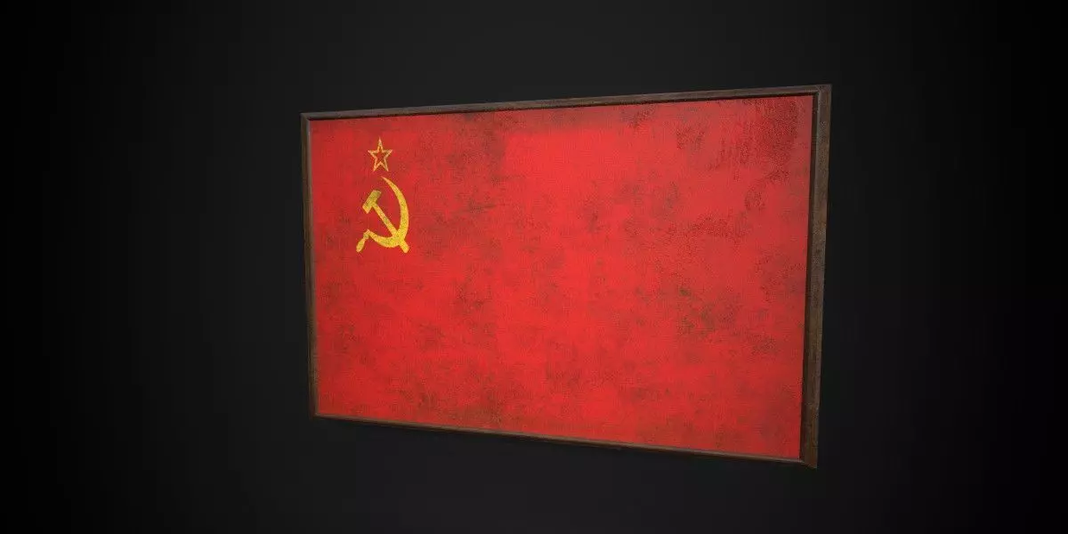 Old Picture Frame With Union of Soviet Socialist Republics Flag  Low-poly 3D model_0