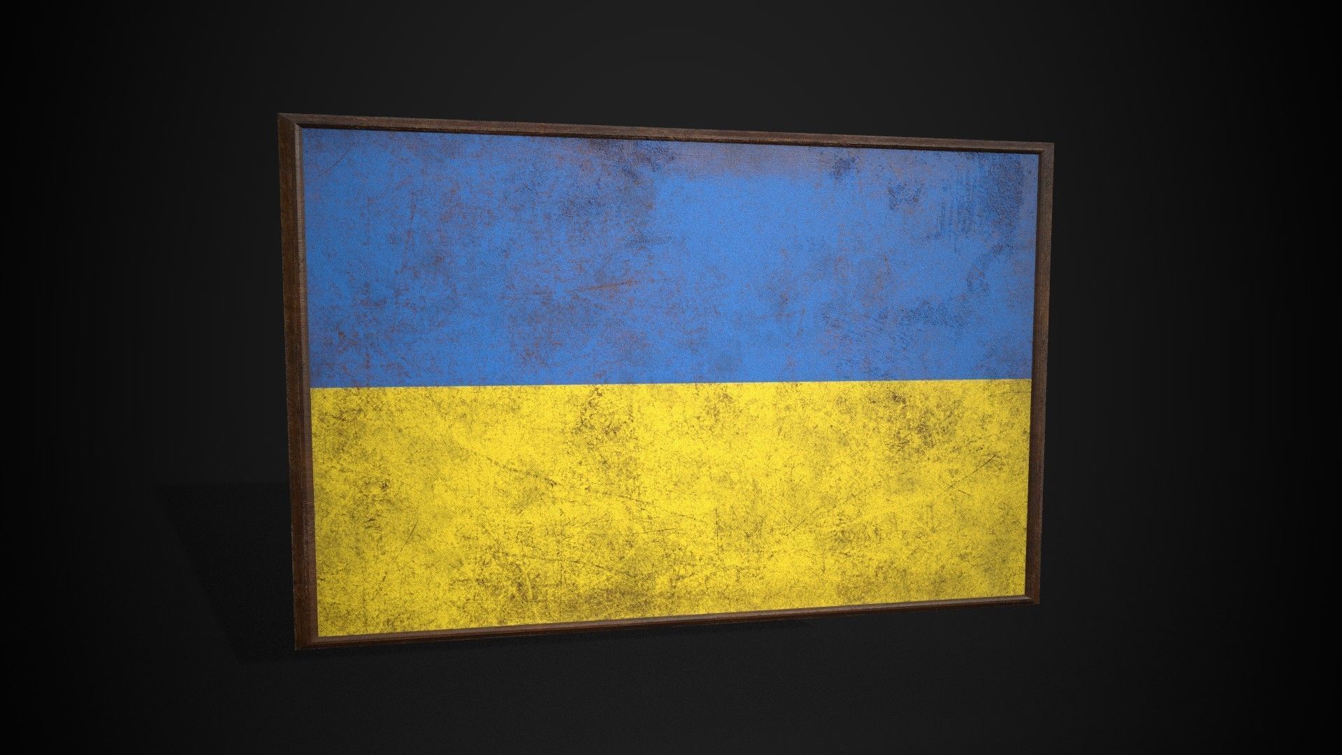 Old Picture Frame With  Ukraine Flag - Game Ready PBR  Low-poly 3D model_5