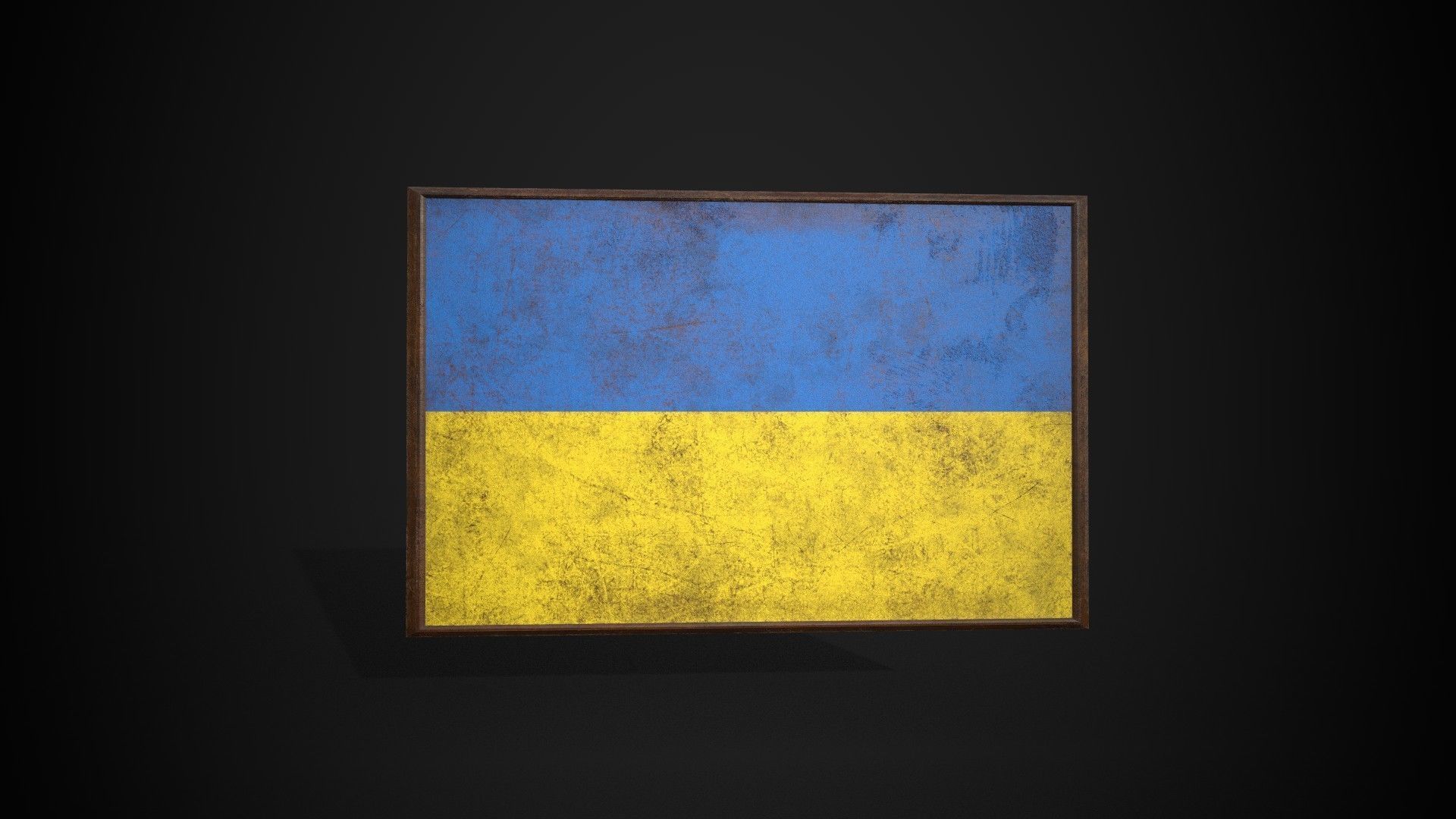 Old Picture Frame With  Ukraine Flag - Game Ready PBR  Low-poly 3D model_3