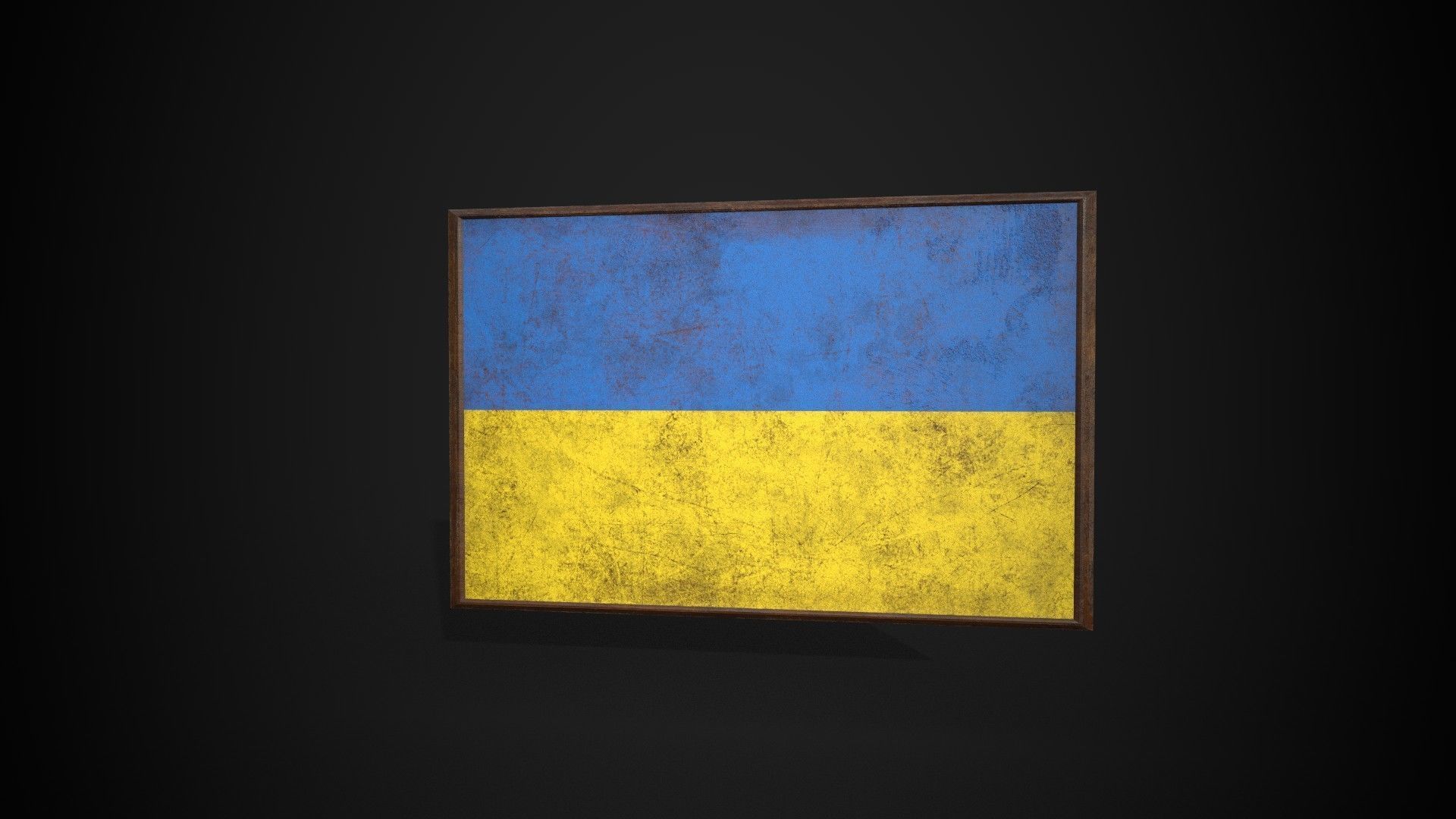Old Picture Frame With  Ukraine Flag - Game Ready PBR  Low-poly 3D model_4