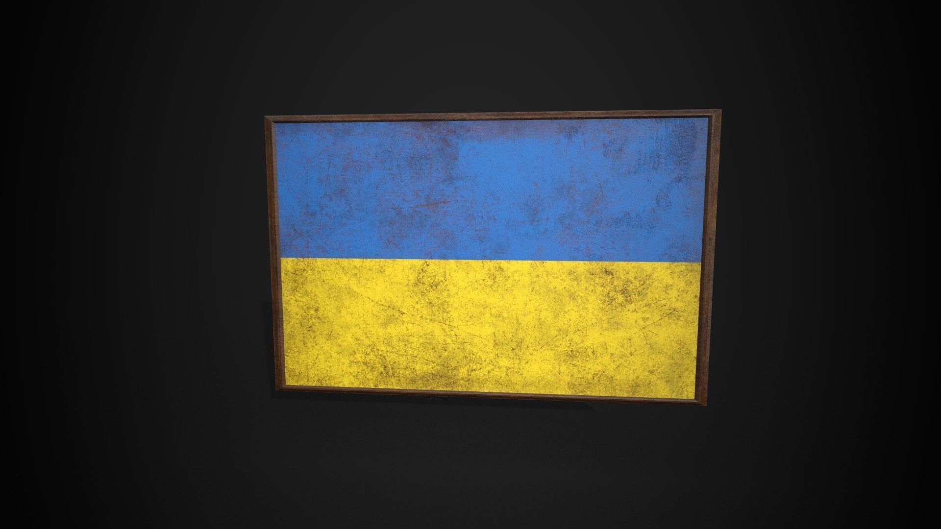 Old Picture Frame With  Ukraine Flag - Game Ready PBR  Low-poly 3D model_1