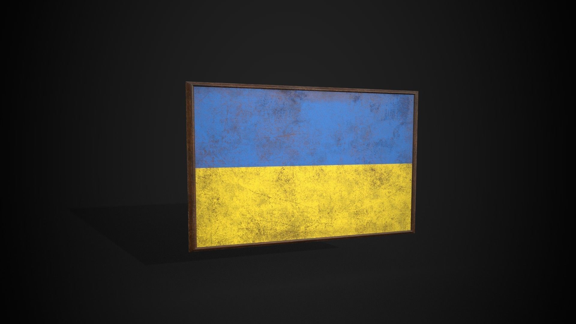 Old Picture Frame With  Ukraine Flag - Game Ready PBR  Low-poly 3D model_2