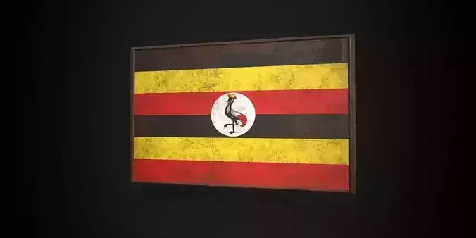 Old Picture Frame With Uganda Flag - Game Ready PBR 