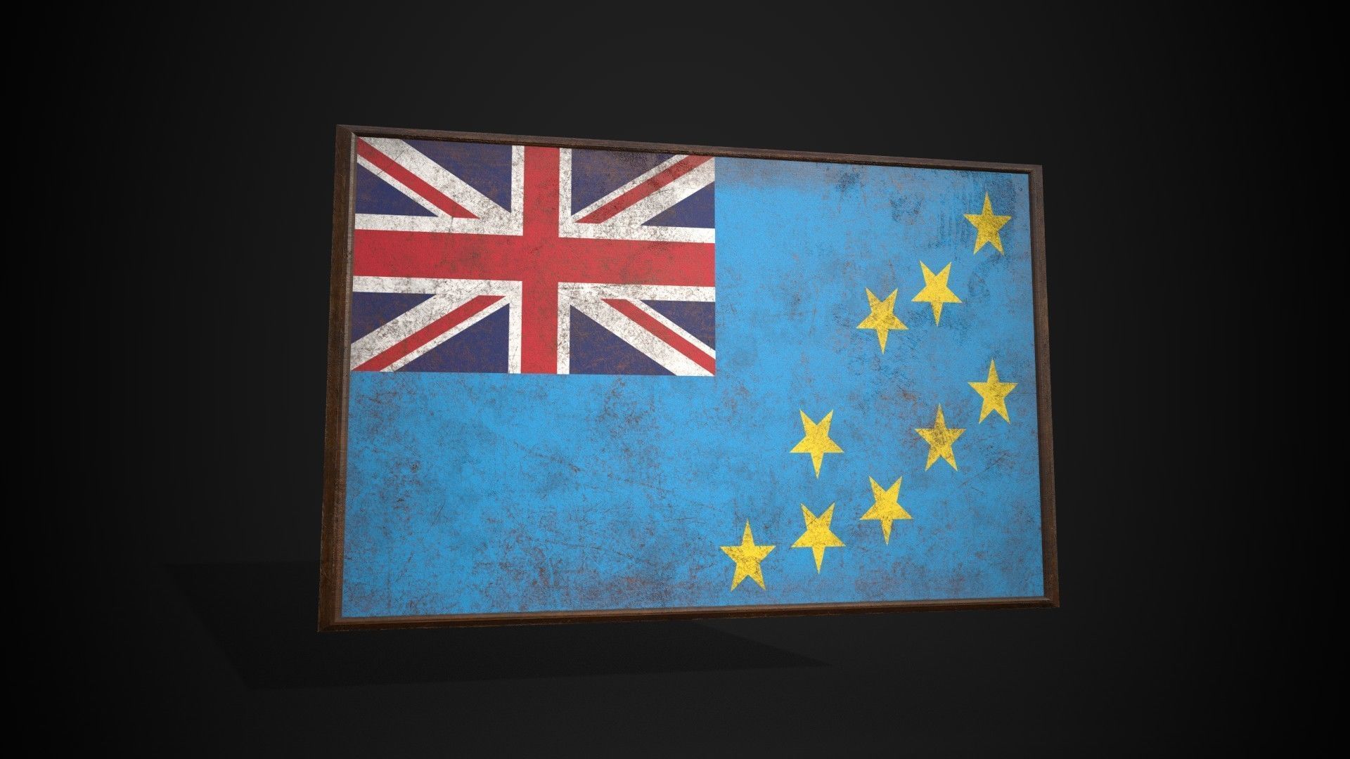 Old Picture Frame With Tuvalu Flag - Game Ready PBR  Low-poly 3D model_2