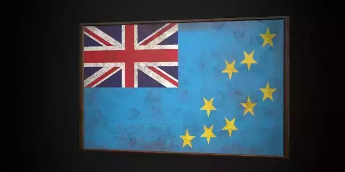 Old Picture Frame With Tuvalu Flag - Game Ready PBR 