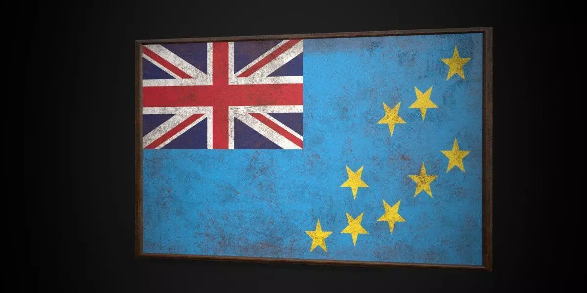 Old Picture Frame With Tuvalu Flag - Game Ready PBR  Low-poly 3D model_0