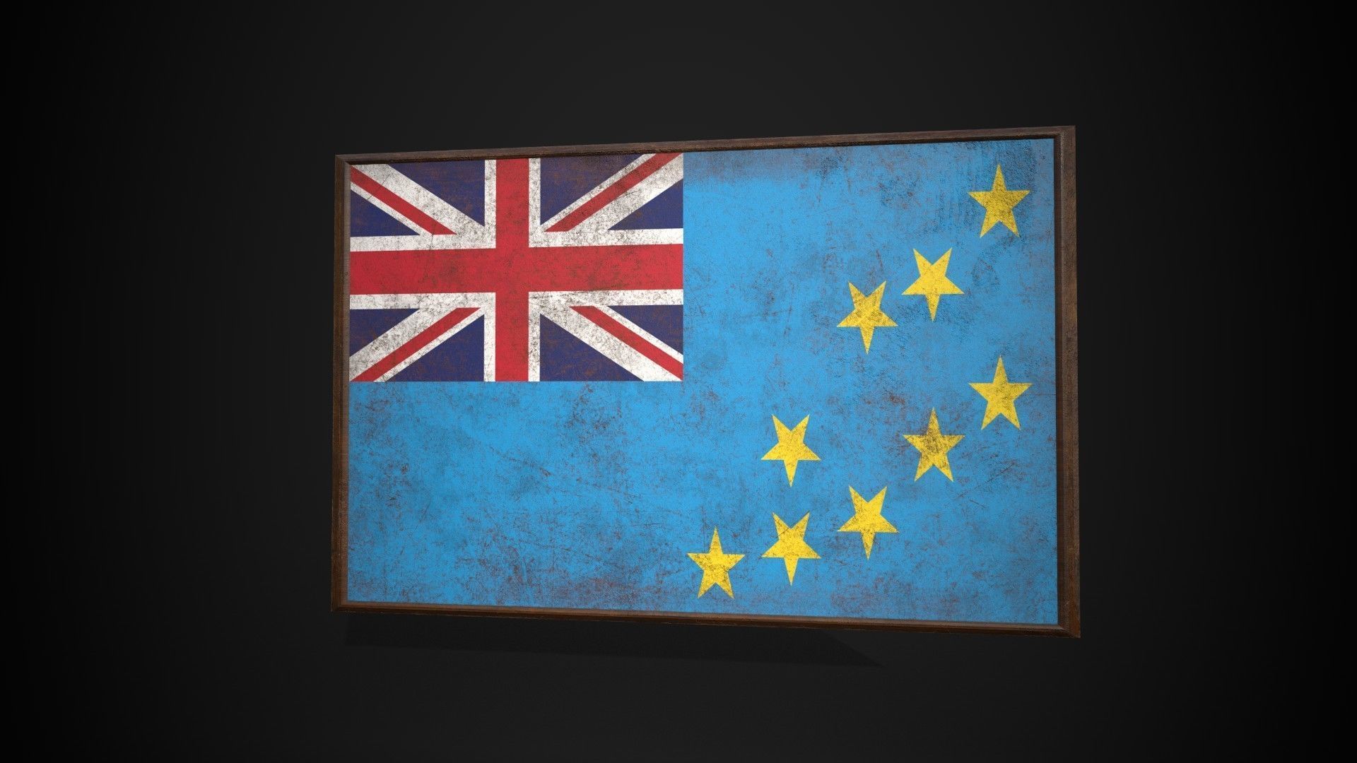 Old Picture Frame With Tuvalu Flag - Game Ready PBR  Low-poly 3D model_3