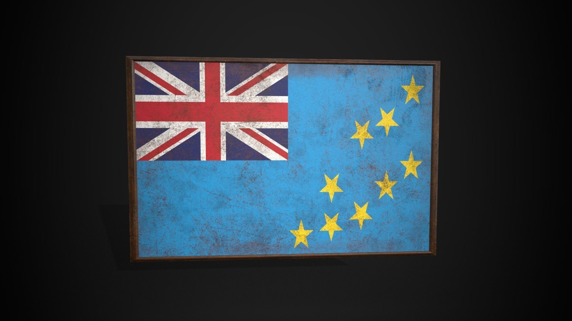 Old Picture Frame With Tuvalu Flag - Game Ready PBR  Low-poly 3D model_4