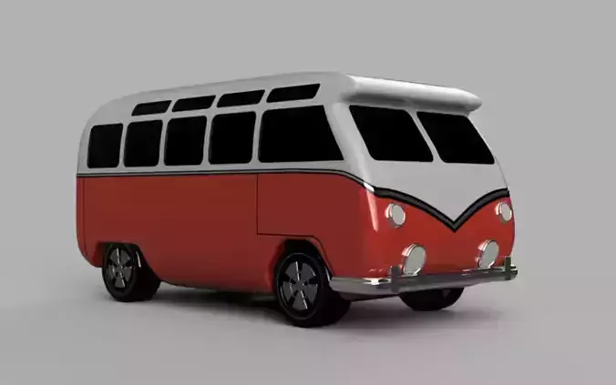 3D Printable Classic Bus Miniature - Vintage Transport Model