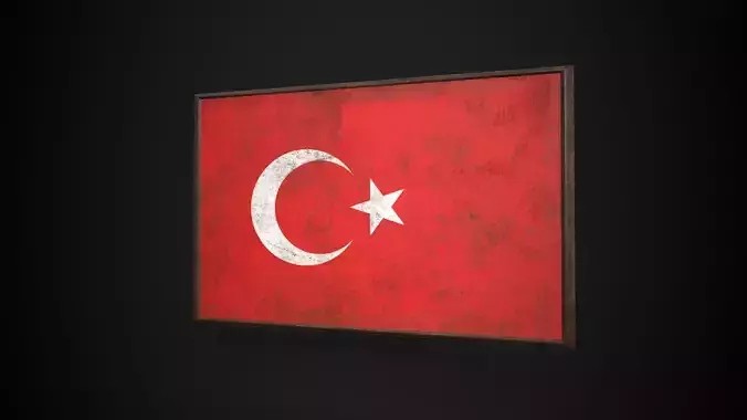 Old Picture Frame With Turkey Flag - Game Ready PBR 
