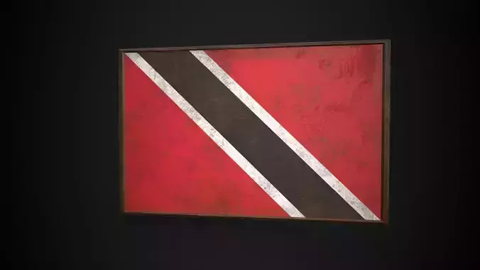 Old Picture Frame With Trinidad and Tobago Flag - Game Ready PBR