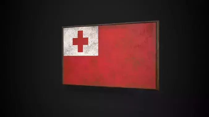 Old Picture Frame With Tonga Flag - Game Ready PBR 