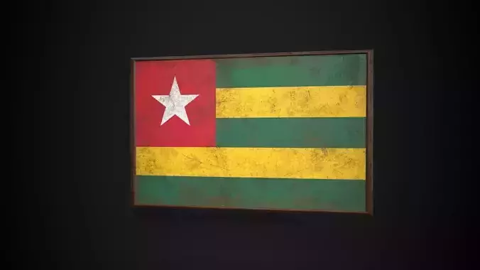Old Picture Frame With Togo Flag - Game Ready PBR 
