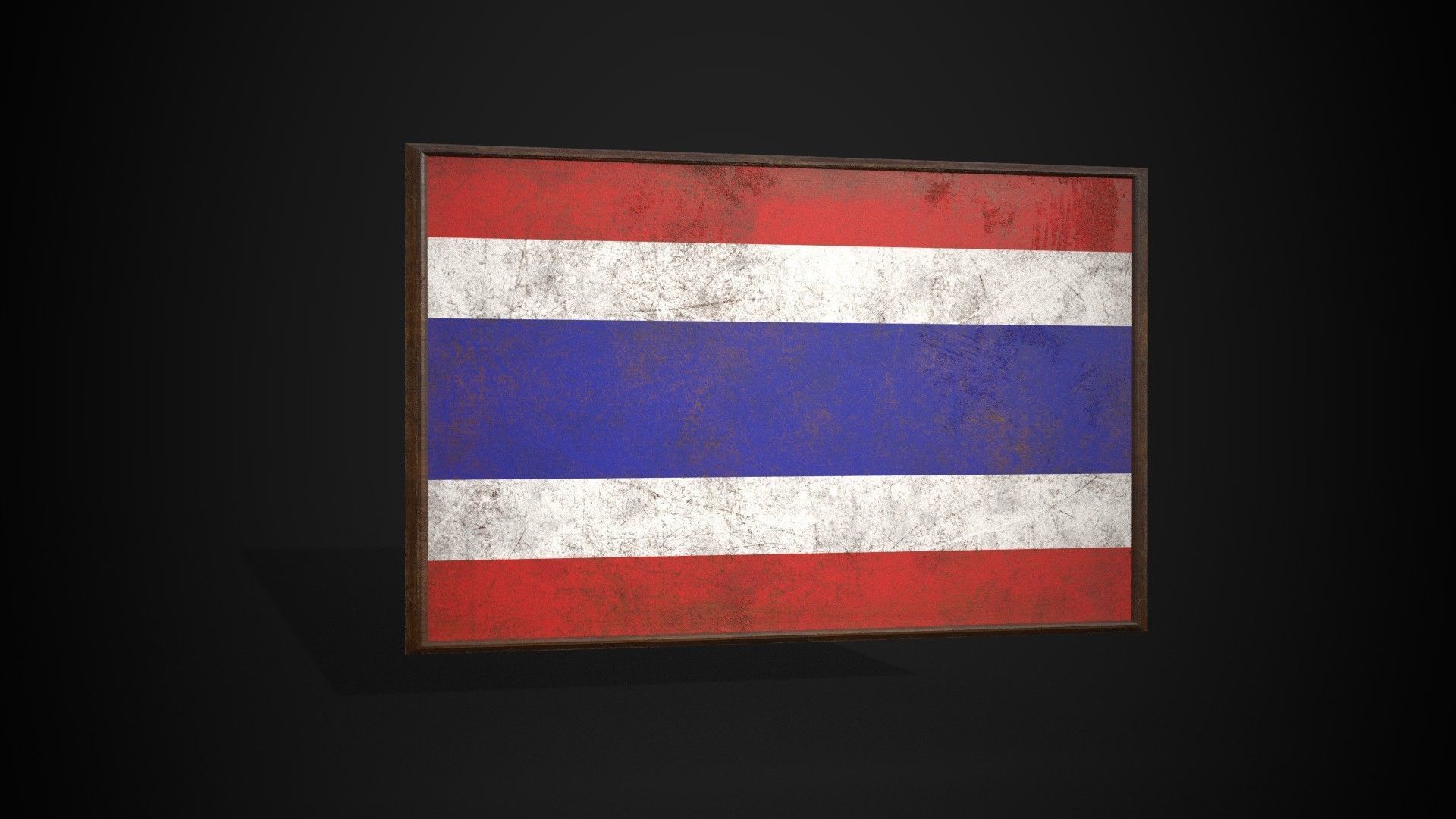 Old Picture Frame With Thailand Flag - Game Ready PBR  Low-poly 3D model_2