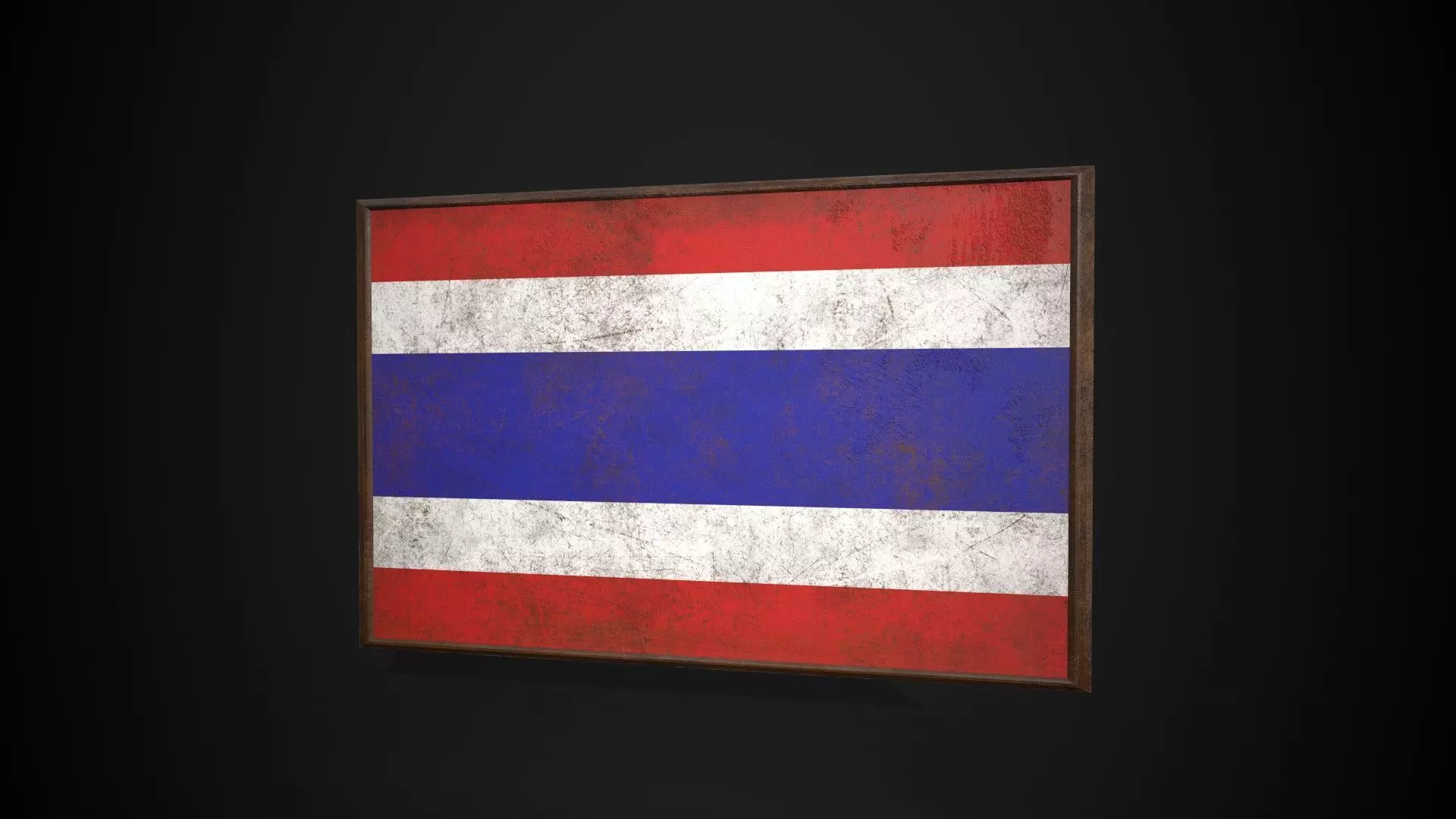 Old Picture Frame With Thailand Flag - Game Ready PBR  Low-poly 3D model_0