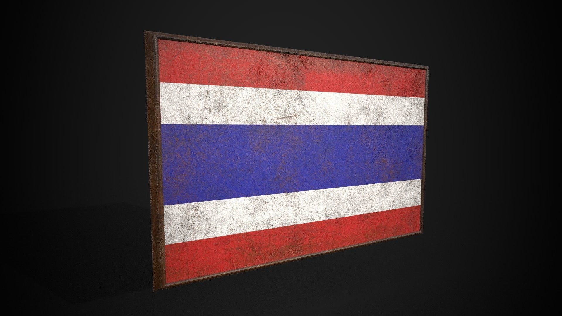 Old Picture Frame With Thailand Flag - Game Ready PBR  Low-poly 3D model_1