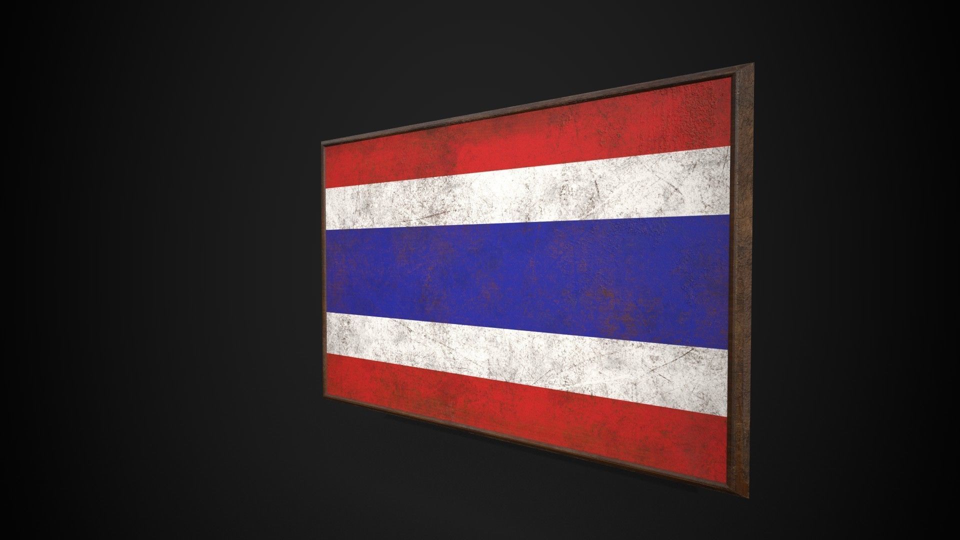 Old Picture Frame With Thailand Flag - Game Ready PBR  Low-poly 3D model_3