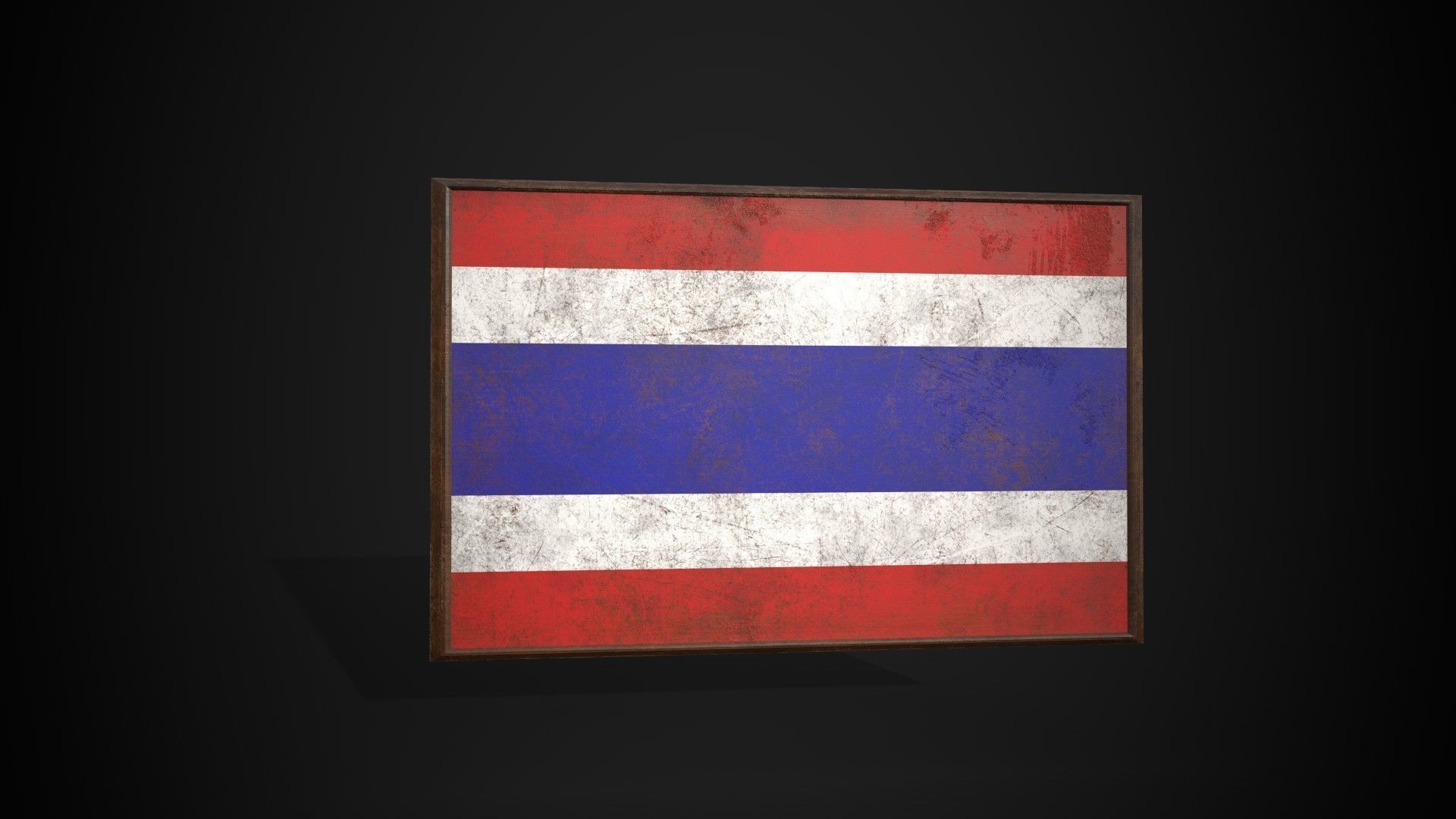 Old Picture Frame With Thailand Flag - Game Ready PBR  Low-poly 3D model_4