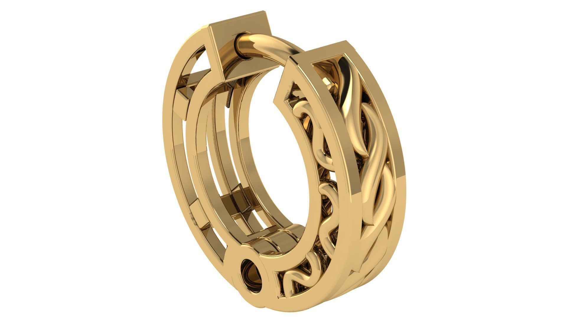 Wire Mesh Plain Gold Hoops Earrings 3D print model_1