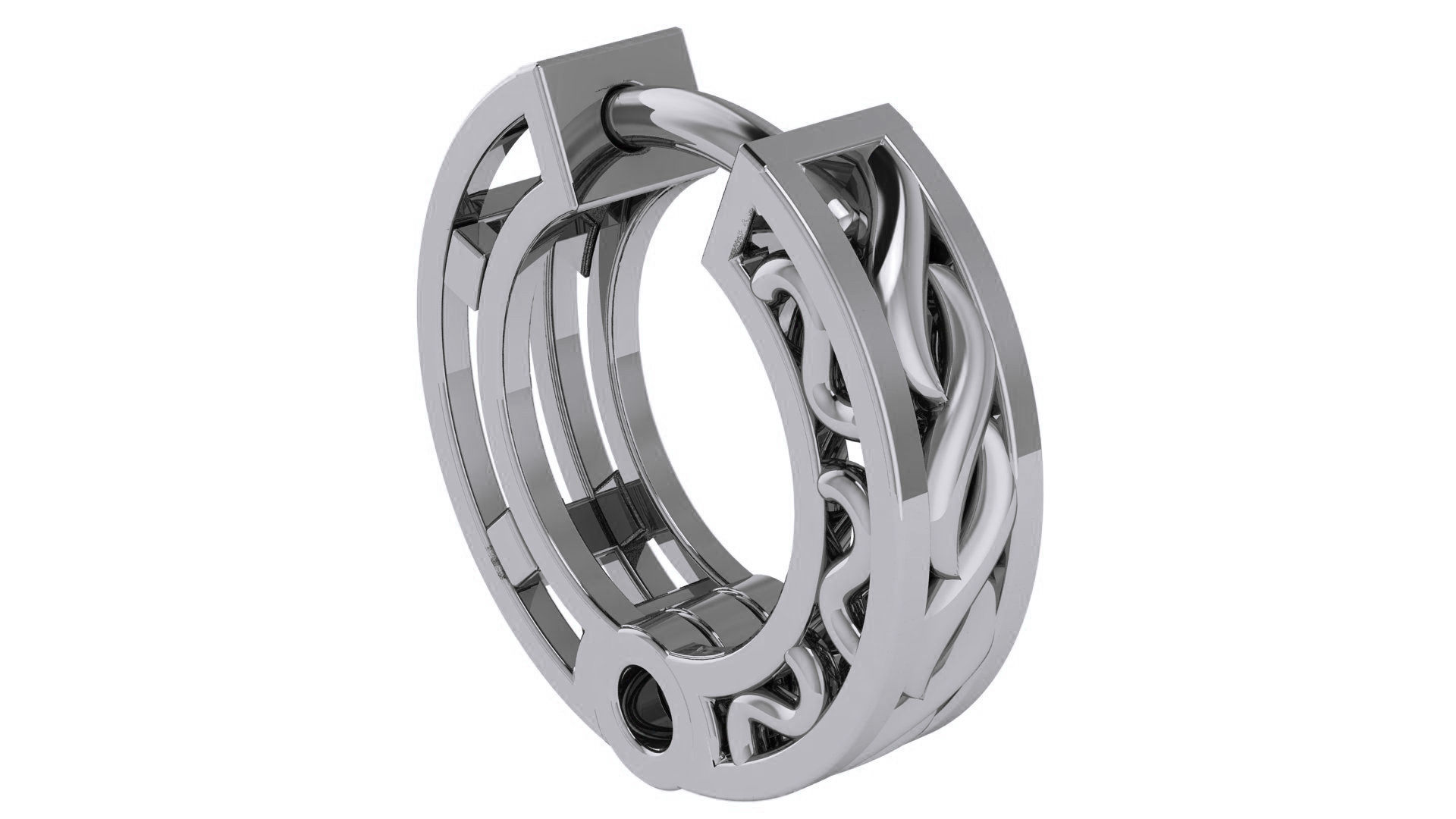 Wire Mesh Plain Gold Hoops Earrings 3D print model_2