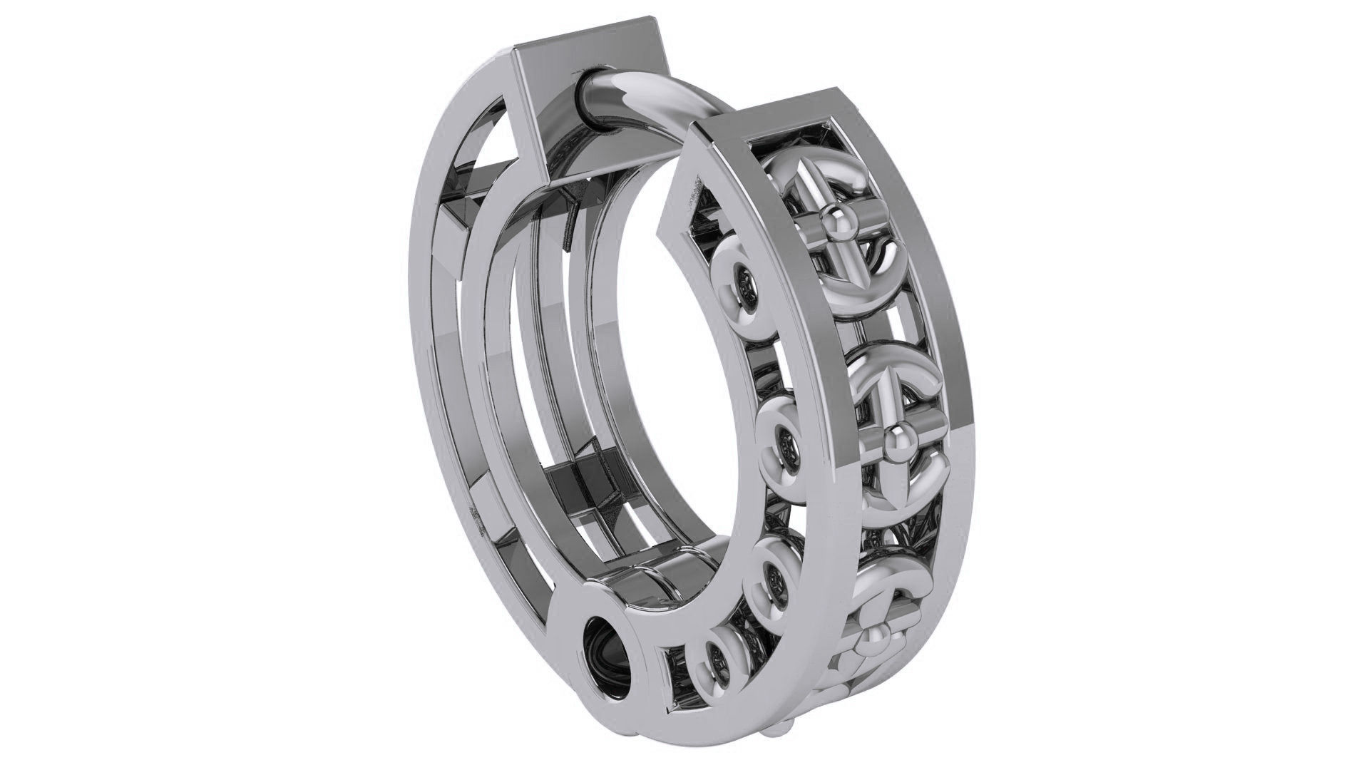 Wire Mesh Plain Gold Hoops Earrings 3D print model_2