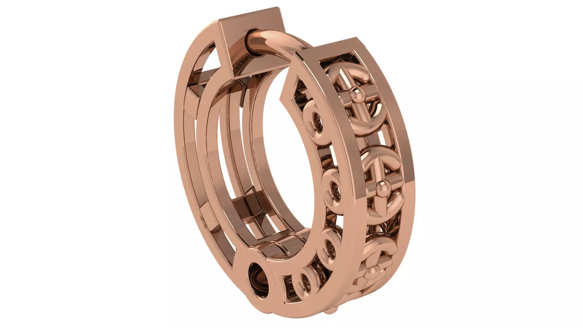 Wire Mesh Plain Gold Hoops Earrings 3D print model_0