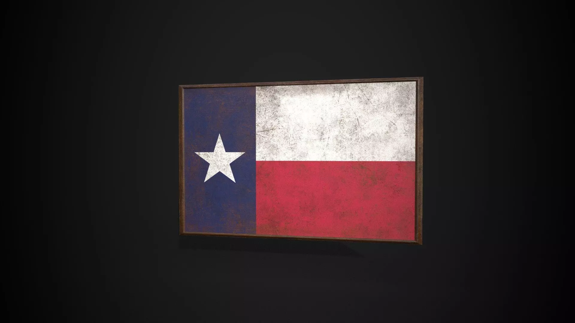 Old Picture Frame With Texas Flag - Game Ready PBR  Low-poly 3D model_0