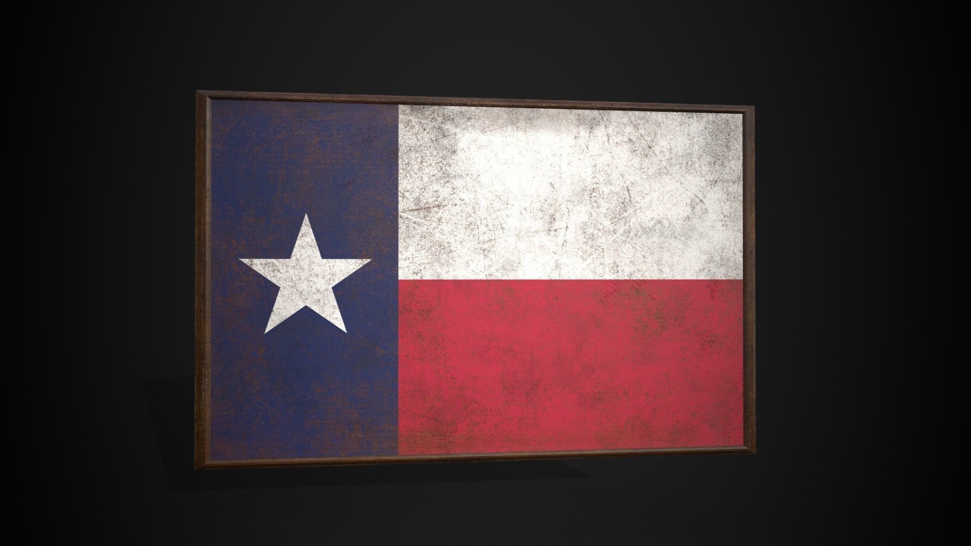 Old Picture Frame With Texas Flag - Game Ready PBR  Low-poly 3D model_4