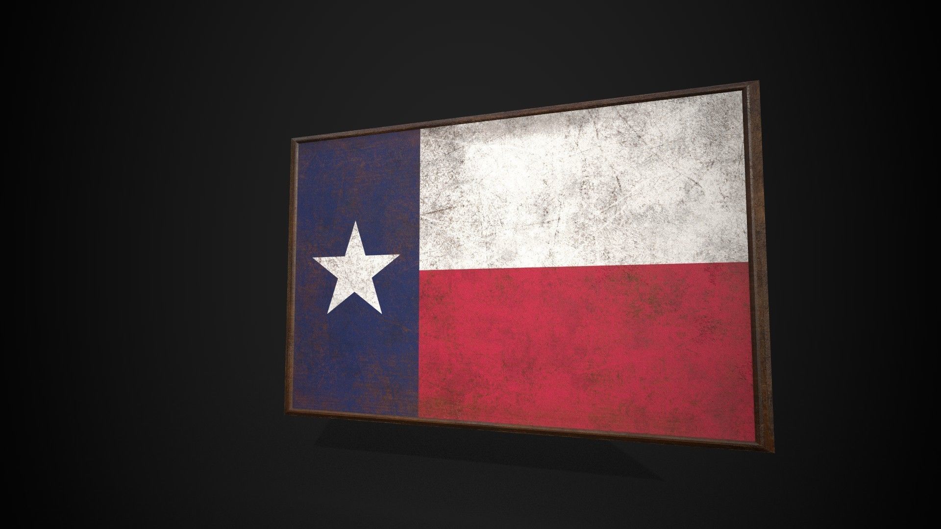 Old Picture Frame With Texas Flag - Game Ready PBR  Low-poly 3D model_2