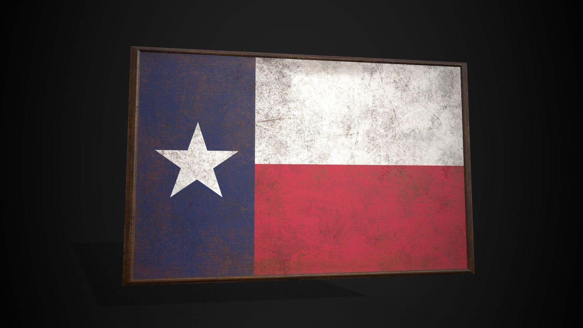 Old Picture Frame With Texas Flag - Game Ready PBR  Low-poly 3D model_1