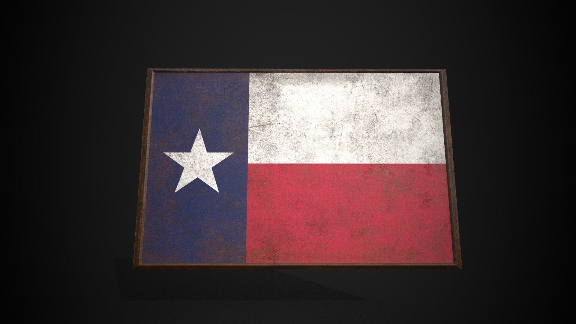 Old Picture Frame With Texas Flag - Game Ready PBR  Low-poly 3D model_3
