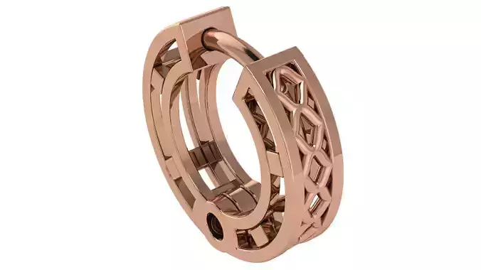 Wire Mesh Plain Gold Hoops Earrings