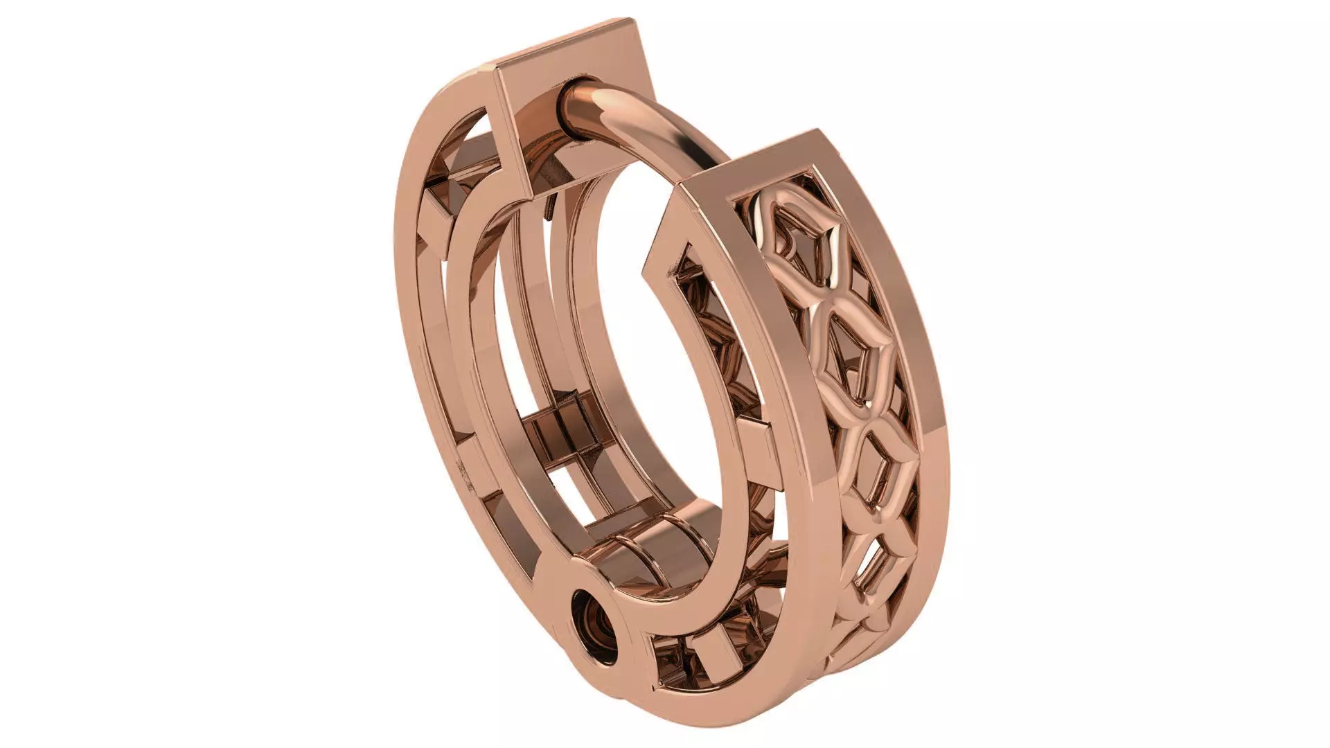 Wire Mesh Plain Gold Hoops Earrings 3D print model_0