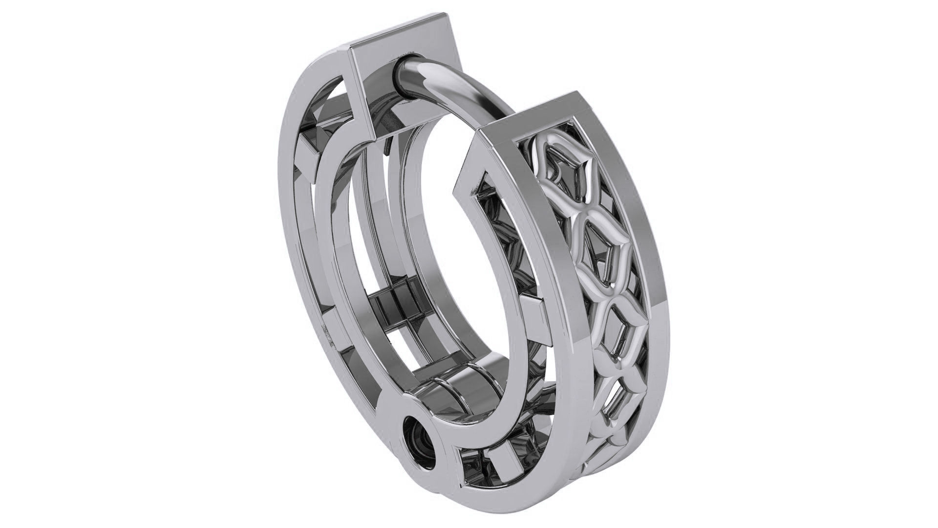 Wire Mesh Plain Gold Hoops Earrings 3D print model_2