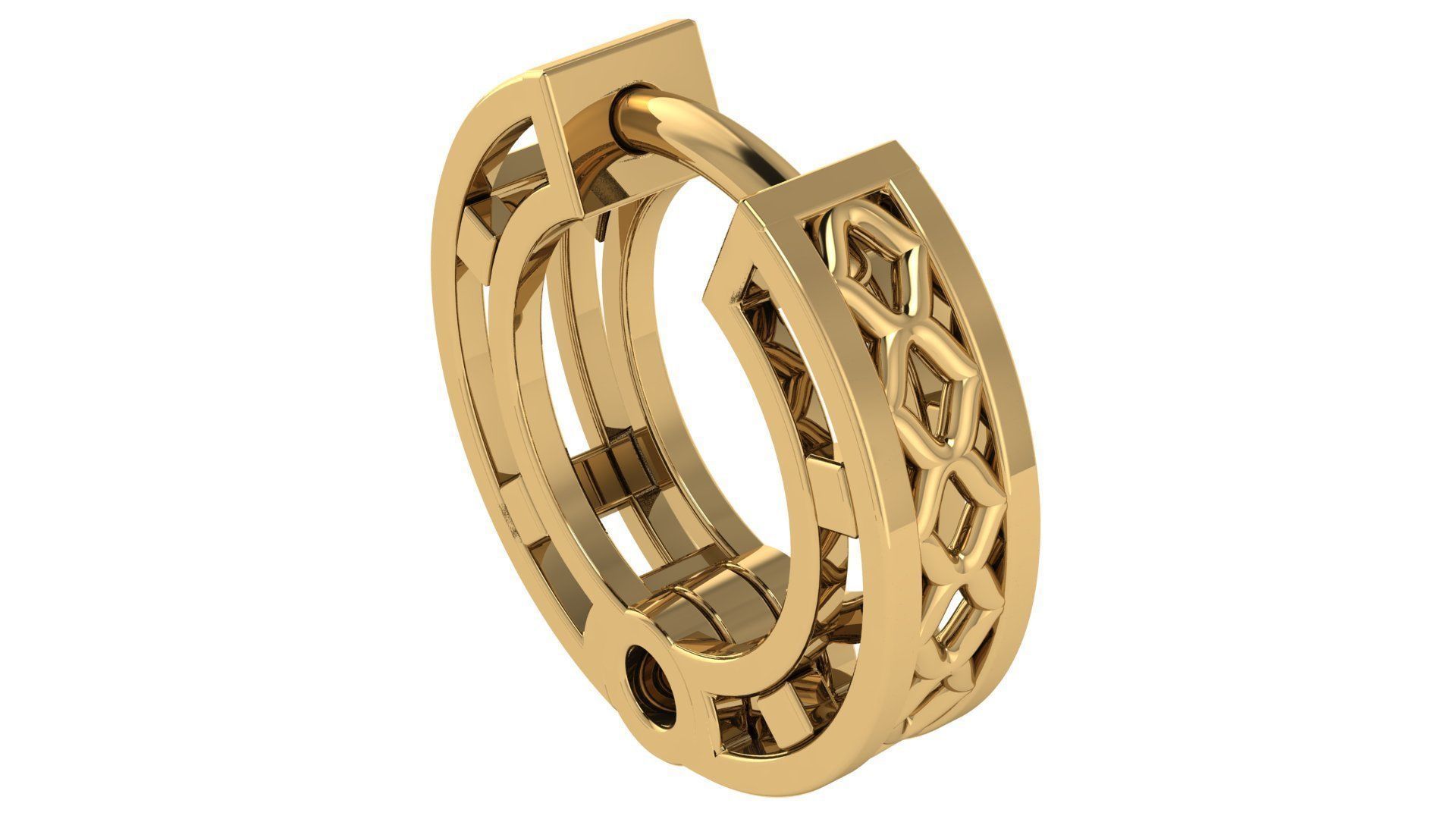 Wire Mesh Plain Gold Hoops Earrings 3D print model_1